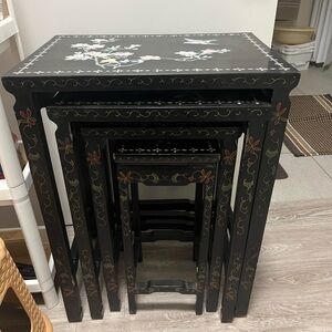 Floral Black Nesting Tables